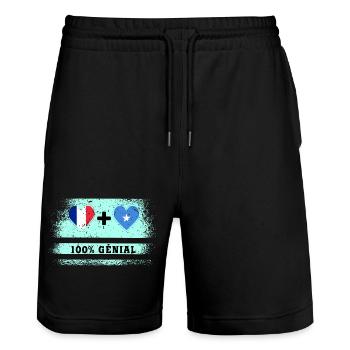 Drapeau France et Somalie 100% génial - Short de jogging bio TRAINER Stanley/Stella unisexe - noir - Devant - Nik (191cm) & Marisol (170cm)