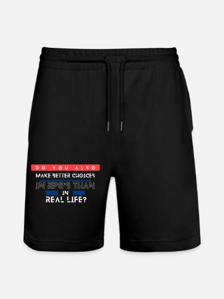 RPG Choices vs Real Life Meme - Stanley/Stella Trainer Unisex Organic Jogging Shorts - black