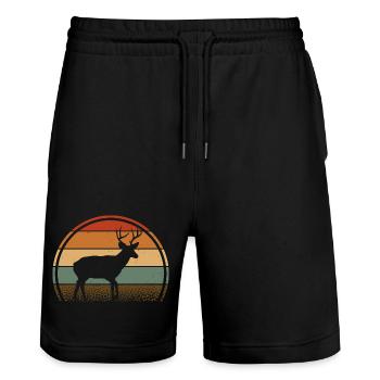 Cerf - Short de jogging bio TRAINER Stanley/Stella unisexe - noir - Devant - Nik (191cm) & Marisol (170cm)