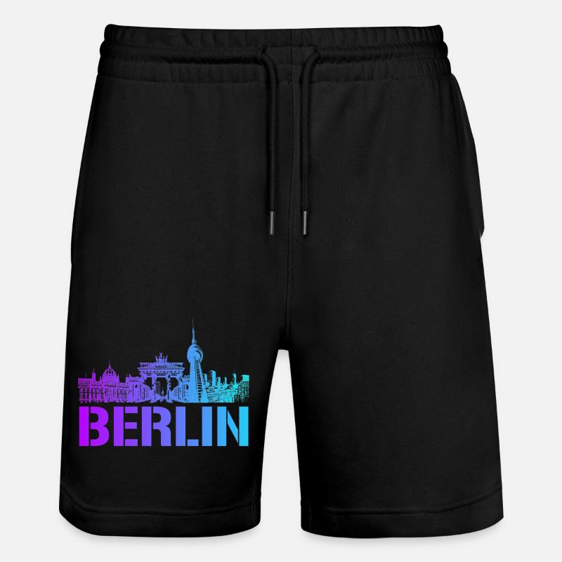 Berlin skyline with Berlin landmark - Stanley/Stella Trainer Unisex Organic Jogging Shorts - black
