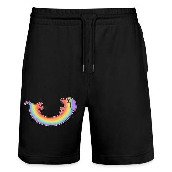 Chien arc-en-ciel. Chien de couleur. Chien arc-en-ciel * - Short de jogging bio TRAINER Stanley/Stella unisexe - noir - Devant - Nik (191cm) & Marisol (170cm)