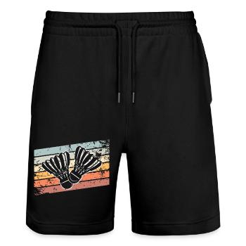 Badminton Retro Vintage - Stanley/Stella Trainer Unisex Organic Jogging Shorts - black - Front - Nik (191cm) & Marisol (170cm)