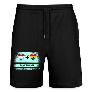 Ghana und die Niederlande 100% Genius Flagge - Stanley/Stella Unisex Bio Joggingshorts Trainer  - Schwarz - Vorne - Nik (191cm) & Marisol (170cm)
