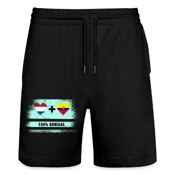 Drapeau 100% Genius de l’Equateur et des Pays-Bas - Short de jogging bio TRAINER Stanley/Stella unisexe - noir - Devant - Nik (191cm) & Marisol (170cm)