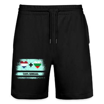 Bulgarien und Niederlande 100% Genius Flagge - Stanley/Stella Unisex Bio Joggingshorts Trainer  - Schwarz - Vorne - Nik (191cm) & Marisol (170cm)