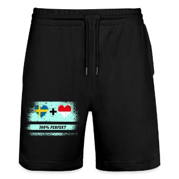 Indonesien und Schweden 100% perfekt / Geschenk - Stanley/Stella Unisex Bio Joggingshorts Trainer  - Schwarz - Vorne - Nik (191cm) & Marisol (170cm)