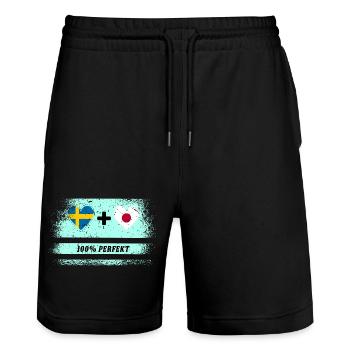 Japon et Suède 100% parfait / cadeau - Short de jogging bio TRAINER Stanley/Stella unisexe - noir - Devant - Nik (191cm) & Marisol (170cm)