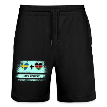 Kenia und Schweden 100% perfekt / Geschenk - Stanley/Stella Unisex Bio Joggingshorts Trainer  - Schwarz - Vorne - Nik (191cm) & Marisol (170cm)