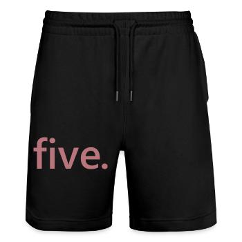 Five - 5 Years Old Birthday, 5 Year Anniversary - Stanley/Stella Trainer Unisex Organic Jogging Shorts - black - Front - Nik (191cm) & Marisol (170cm)