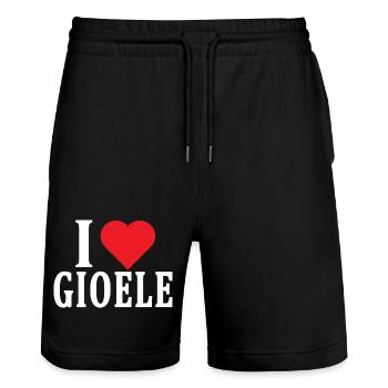 T-Shirt I love Gioele T-Shirt Geschenkidee - Stanley/Stella Unisex Bio Joggingshorts Trainer  - Schwarz - Vorne - Nik (191cm) & Marisol (170cm)