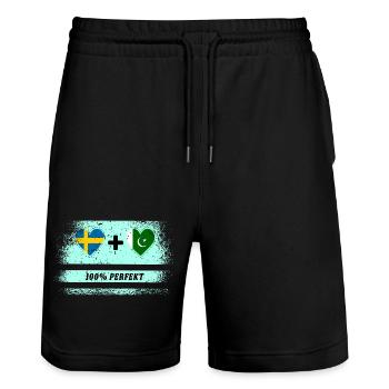 Pakistan et Suède 100% Parfait / Cadeau - Short de jogging bio TRAINER Stanley/Stella unisexe - noir - Devant - Nik (191cm) & Marisol (170cm)