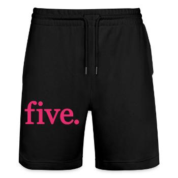 Five - 5 Years Old Birthday, 5 Year Anniversary - Stanley/Stella Trainer Unisex Organic Jogging Shorts - black - Front - Nik (191cm) & Marisol (170cm)