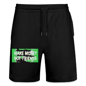 Make Money Not Friends Capitalism Design - Stanley/Stella Trainer Unisex Organic Jogging Shorts - black - Front - Nik (191cm) & Marisol (170cm)