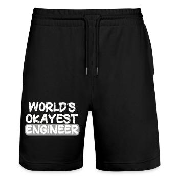 World's Best Engineer Bold Statement - Stanley/Stella Trainer Unisex Organic Jogging Shorts - black - Front - Nik (191cm) & Marisol (170cm)