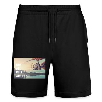 not all reels - Stanley/Stella Unisex Bio Joggingshorts Trainer  - Schwarz - Vorne - Nik (191cm) & Marisol (170cm)