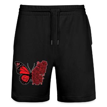 Butterfly Roses - Stanley/Stella Trainer Unisex Organic Jogging Shorts - black - Front - Nik (191cm) & Marisol (170cm)