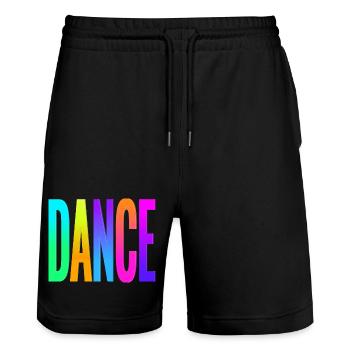Rainbow Gradient Dance Typography - Stanley/Stella Trainer Unisex Organic Jogging Shorts - black - Front - Nik (191cm) & Marisol (170cm)