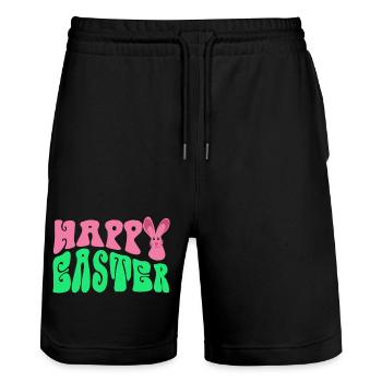 Frohe Ostern - Happy Easter - Stanley/Stella Trainer Unisex Organic Jogging Shorts - black - Front - Nik (191cm) & Marisol (170cm)