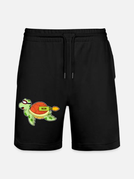 Turtle Rocket - Stanley/Stella Trainer Unisex Organic Jogging Shorts - black