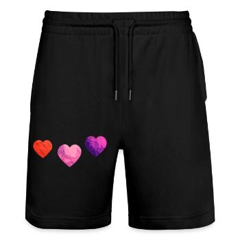 Hochzeit Verlobung Valentinstag Muttertag Liebe - Stanley/Stella Unisex Bio Joggingshorts Trainer  - Schwarz - Vorne - Nik (191cm) & Marisol (170cm)