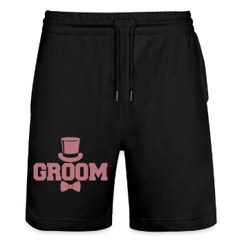 Bräutigam Cool Matching Paar Hochzeitsfeier Ehe - Stanley/Stella Unisex Bio Joggingshorts Trainer  - Schwarz - Vorne - Nik (191cm) & Marisol (170cm)