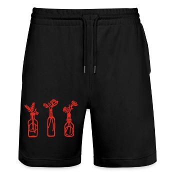 Nature in a bottle (red) - Stanley/Stella Trainer Unisex Organic Jogging Shorts - black - Front - Nik (191cm) & Marisol (170cm)