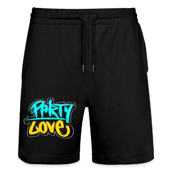 Party Love Graffiti Print - Stanley/Stella Trainer Unisex Organic Jogging Shorts - black - Front - Nik (191cm) & Marisol (170cm)