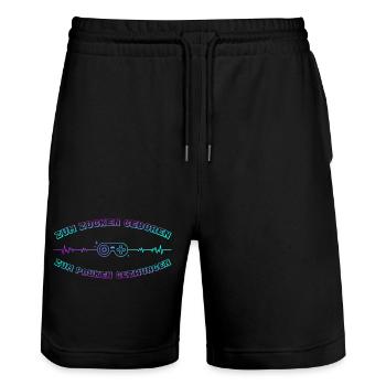 Zocken Geboren Neon Controller - Stanley/Stella Unisex Bio Joggingshorts Trainer  - Schwarz - Vorne - Nik (191cm) & Marisol (170cm)