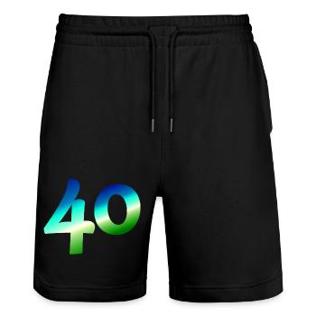 tolle apparel, 40 karibischer farbverlauf - Stanley/Stella Unisex Bio Joggingshorts Trainer  - Schwarz - Vorne - Nik (191cm) & Marisol (170cm)