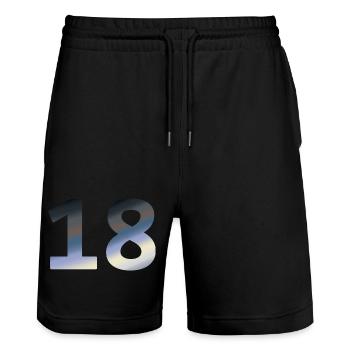 geburtstagsfeier, 18 farbverlauf tagesanbruch - Stanley/Stella Unisex Bio Joggingshorts Trainer  - Schwarz - Vorne - Nik (191cm) & Marisol (170cm)