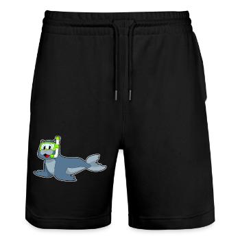 Seehund Taucher Schnorchel Tauchen - Stanley/Stella Unisex Bio Joggingshorts Trainer  - Schwarz - Vorne - Nik (191cm) & Marisol (170cm)