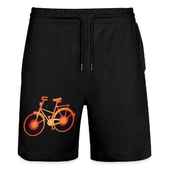Grand vélo orange brillant - Short de jogging bio TRAINER Stanley/Stella unisexe - noir - Devant - Nik (191cm) & Marisol (170cm)