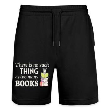 Lire Zebra, il n’y a pas trop de livres - Short de jogging bio TRAINER Stanley/Stella unisexe - noir - Devant - Nik (191cm) & Marisol (170cm)