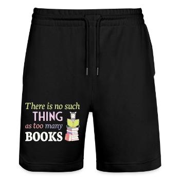 Lire Zebra, il n’y a pas trop de livres - Short de jogging bio TRAINER Stanley/Stella unisexe - noir - Devant - Nik (191cm) & Marisol (170cm)