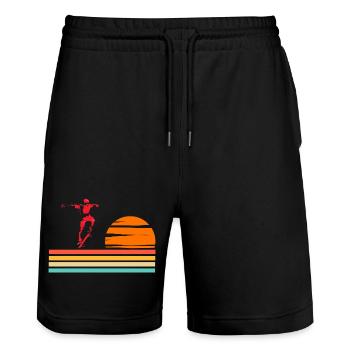 Skateboard Cool Skater Boy Sunset - Short de jogging bio TRAINER Stanley/Stella unisexe - noir - Devant - Nik (191cm) & Marisol (170cm)