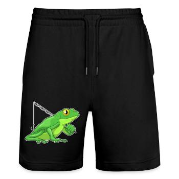 Frog Angler Fishing Rod Fishing Rod - Stanley/Stella Trainer Unisex Organic Jogging Shorts - black - Front - Nik (191cm) & Marisol (170cm)