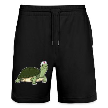 Schildkröte Krankenschwester - Stanley/Stella Unisex Bio Joggingshorts Trainer  - Schwarz - Vorne - Nik (191cm) & Marisol (170cm)