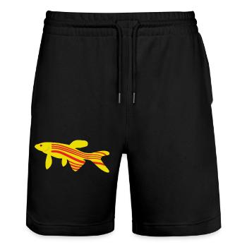 Danio rerio Zebrafisch rot und gelb - Stanley/Stella Unisex Bio Joggingshorts Trainer  - Schwarz - Vorne - Nik (191cm) & Marisol (170cm)