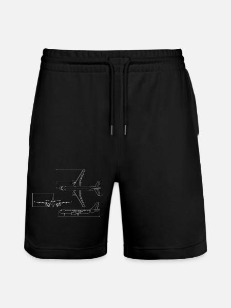Airplane Blueprint Technical Drawing - Stanley/Stella Trainer Unisex Organic Jogging Shorts - black