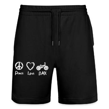 Peace Love BMX - Stanley/Stella Trainer Unisex Organic Jogging Shorts - black - Front - Nik (191cm) & Marisol (170cm)