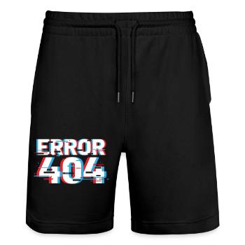 Error 404 Glitch - Stanley/Stella Trainer Unisex Organic Jogging Shorts - black - Front - Nik (191cm) & Marisol (170cm)