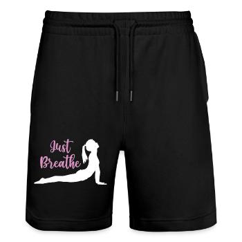 Idée cadeau de yoga - Namaste - Short de jogging bio TRAINER Stanley/Stella unisexe - noir - Devant - Nik (191cm) & Marisol (170cm)