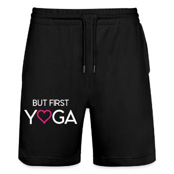 Mais d’abord le yoga - Short de jogging bio TRAINER Stanley/Stella unisexe - noir - Devant - Nik (191cm) & Marisol (170cm)