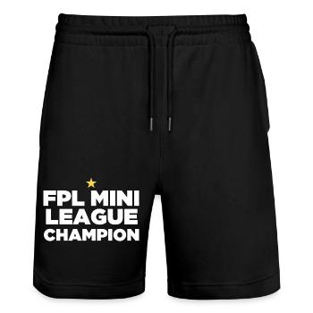 FPL League Champion (1 Star) - Stanley/Stella Trainer Unisex Organic Jogging Shorts - black - Front - Nik (191cm) & Marisol (170cm)