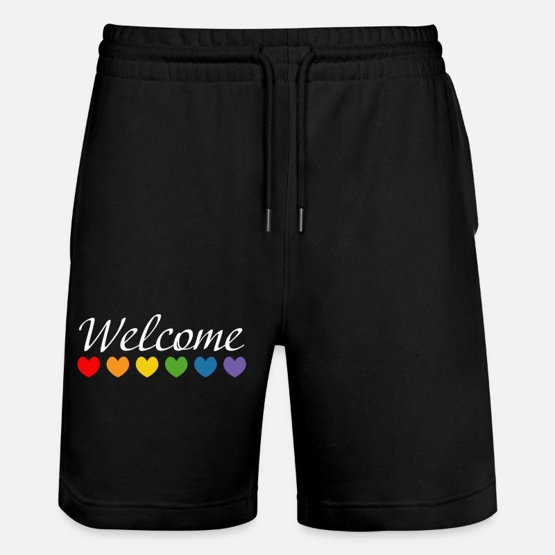 Regenbogenherzchen Welcome weiss - Stanley/Stella Unisex Bio Joggingshorts Trainer - Schwarz