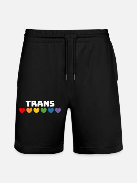 Regenbogenherzchen Trans weiss - Stanley/Stella Unisex Bio Joggingshorts Trainer - Schwarz