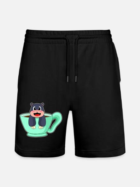 Mole cup of coffee - Stanley/Stella Trainer Unisex Organic Jogging Shorts - black