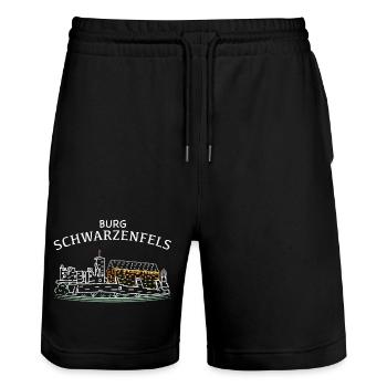Burg Schwarzenfels, Sinntal, Spessart, Hessen - Stanley/Stella Unisex Bio Joggingshorts Trainer  - Schwarz - Vorne - Nik (191cm) & Marisol (170cm)