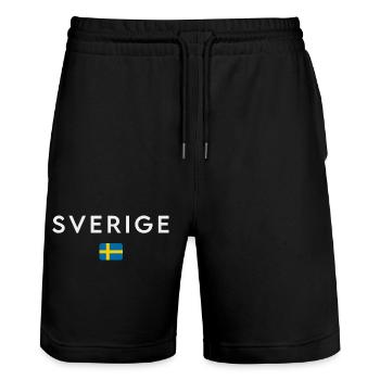 Drapeau de la Suède - Short de jogging bio TRAINER Stanley/Stella unisexe - noir - Devant - Nik (191cm) & Marisol (170cm)
