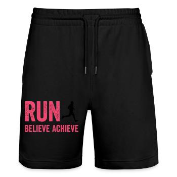 Marathon - Run. Believe. Achieve. - Stanley/Stella Trainer Unisex Organic Jogging Shorts - black - Front - Nik (191cm) & Marisol (170cm)